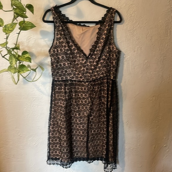 ADRIANNA PAPELL EMBROIDERED BLACK/TAN DRESS - Picture 5 of 8